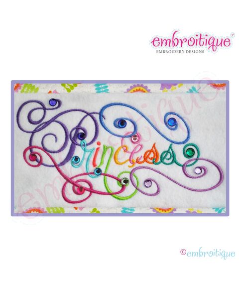 Princess Calligraphy Script Embroidery Design - Large