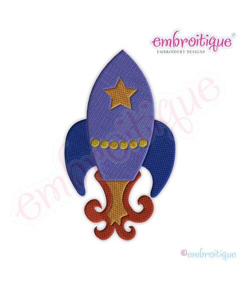 Rocketship Filled Embroidery Design