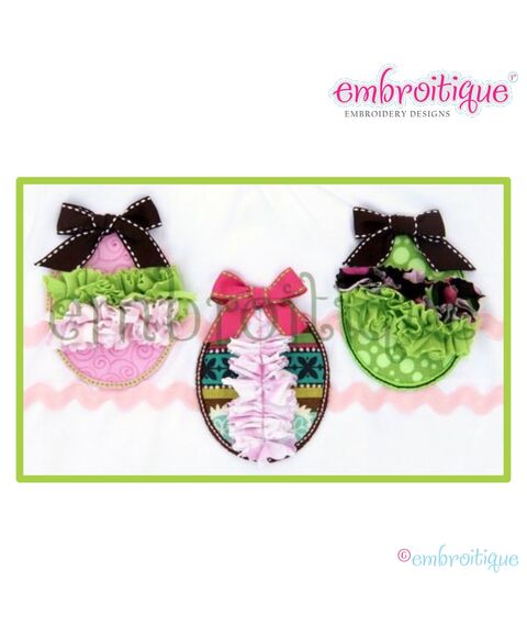 Easter Egg Trio Shabby Sweet Ruched Designs - 5 Sizes Each