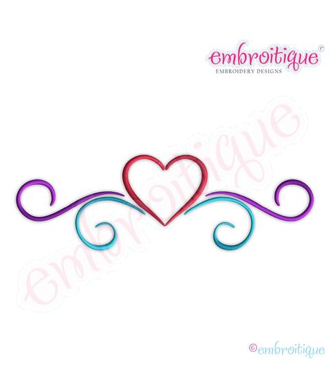 Simple Heart Flourish Border - Large