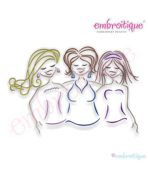 Sisters Trio Embroidery Design