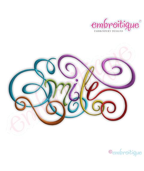 Smile Calligraphy Script Embroidery Design - Small