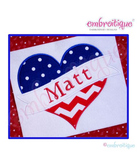 Split Heart with Banner Applique, 2 image