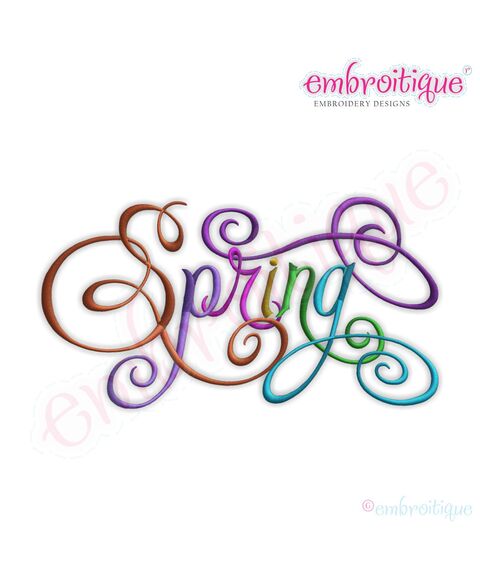 Spring Calligraphy Script Embroidery Design - Large