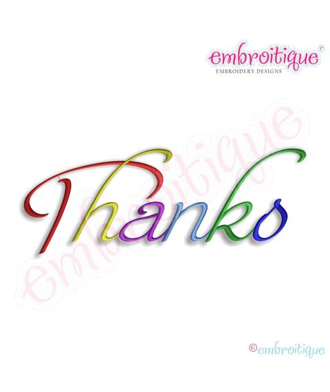 Thanks Script 2 Embroidery Design