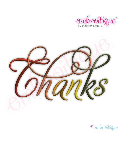 Thanks Script 3 Embroidery Design