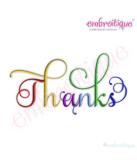 Thanks Script 4 Embroidery Design
