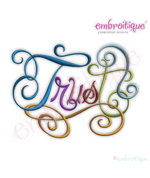 Trust Calligraphy Script Embroidery Design