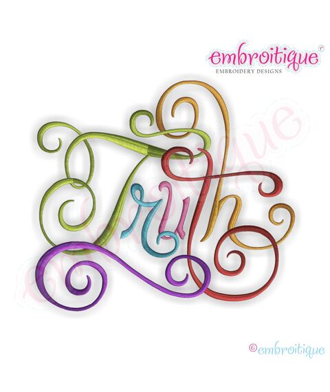 Truth Calligraphy Script Embroidery Design