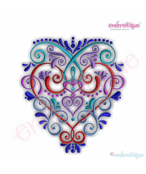 Curly Victorian Flourished Ornate Heart - Small, 2 image