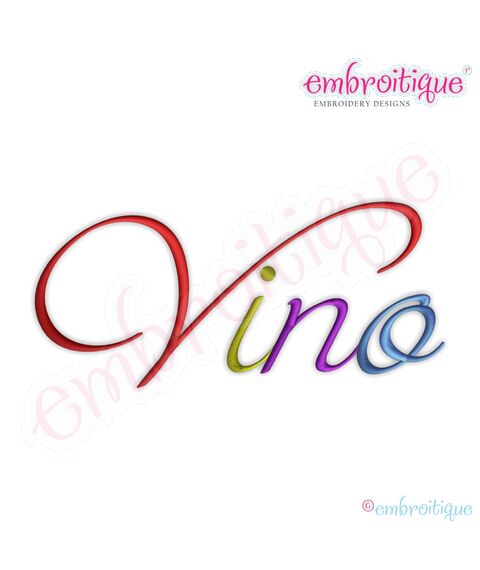 Vino Script 2 Embroidery Design