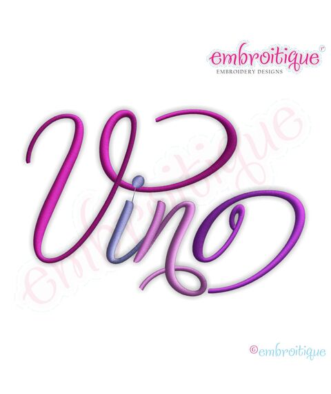 Vino Script 3 Embroidery Design