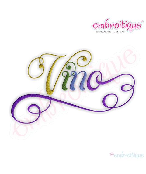 Vino Script 5 Embroidery Design