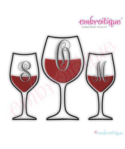 Wine Glass Monogram Font Frame - Small