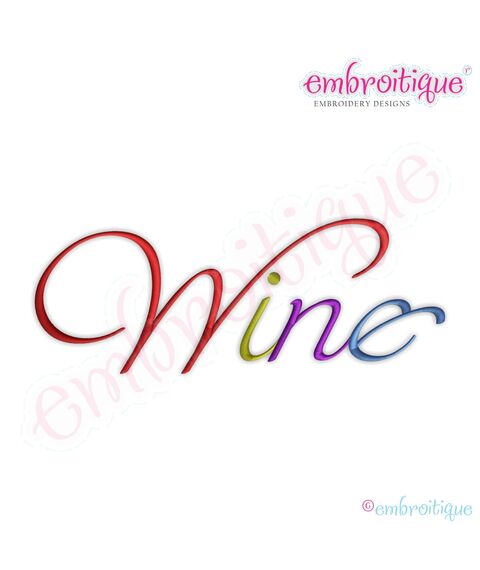 Wine Script 2 Embroidery Design