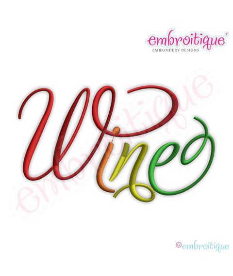Wine Script 3 Embroidery Design