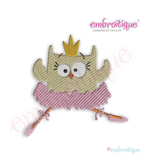 Ballerina Owl Filled Embroidery Design