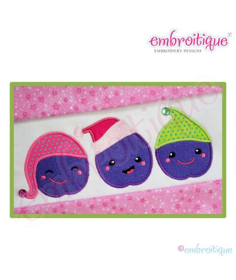 Christmas Three Sugar Plums Applique - Large