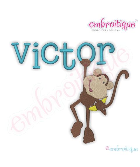 Hanging Monkey Filled Embroidery Design