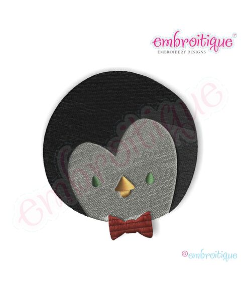 Penguin Head Filled Embroidery Design