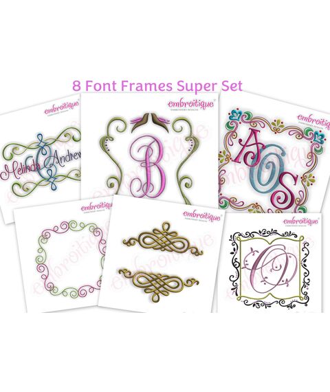 Font Frames Set - 8 of our Best Selling Machine Embroidery Monogram Font Frames- Instant Email Delivery Download Machine embroidery design Font Frames Set - 8 of our Best Selling Machine Embroidery Monogram Font Frames