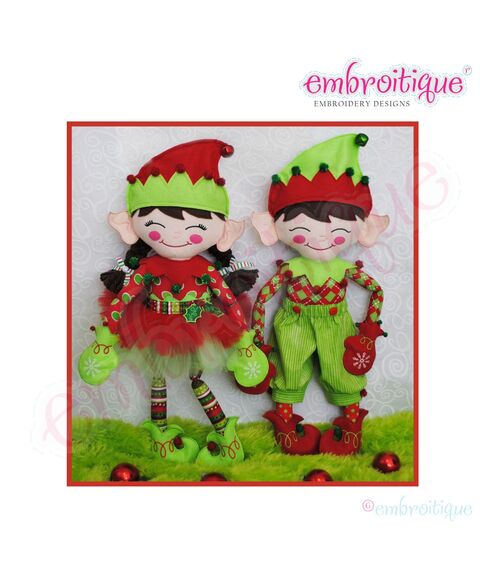 Christmas Elf Doodley Doll Main Pattern - Used to create Elfis & Elfira