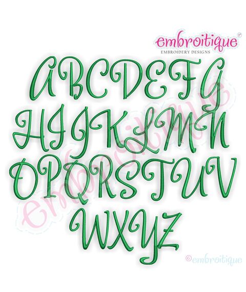 Christopher Whimsical Retro Brush Script Monogram Alphabet Set for Machine Embroidery