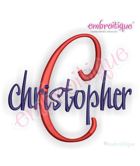 Christopher Whimsical Retro Brush Script Monogram Alphabet Set for Machine Embroidery