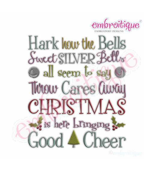 Carol of the Bells - How hark the bells - Christmas Carol Embroidery Design