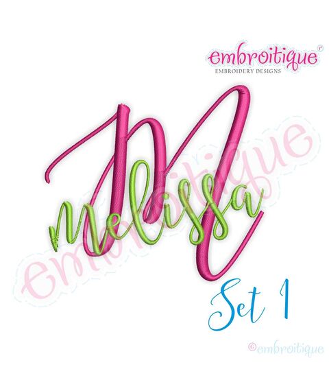 Melissa Monogram Super Set - Hand Lettered Calligraphy Script - Sets 1-4 included!!   2 - 1", 2", 3"
