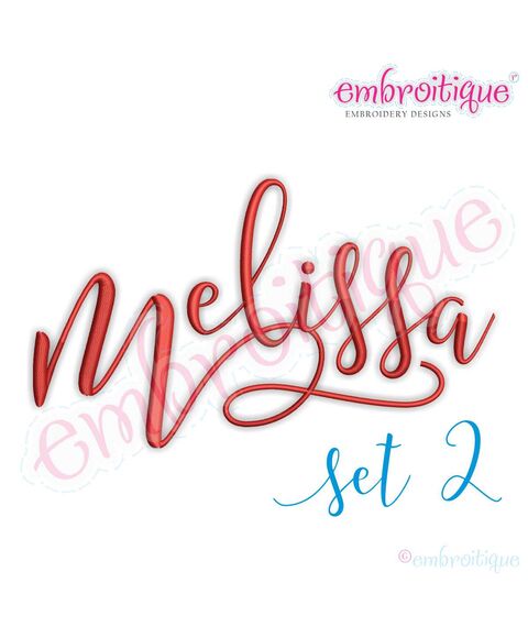 Melissa Monogram Set -  Hand Lettered Calligraphy Script - Set 2 - 1", 2", 3"