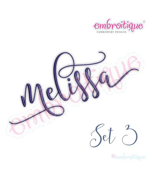 Melissa Monogram Set - Hand Lettered Calligraphy Script - Set 3 - 1", 2", 3"