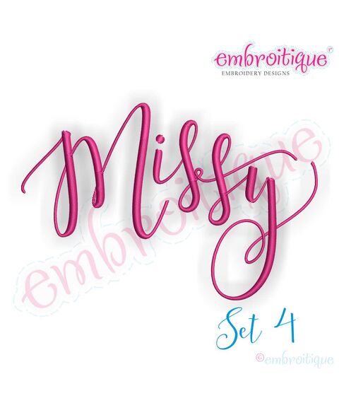 Melissa Monogram Set - Hand Lettered Calligraphy Script - Set 4 - 1", 2", 3"
