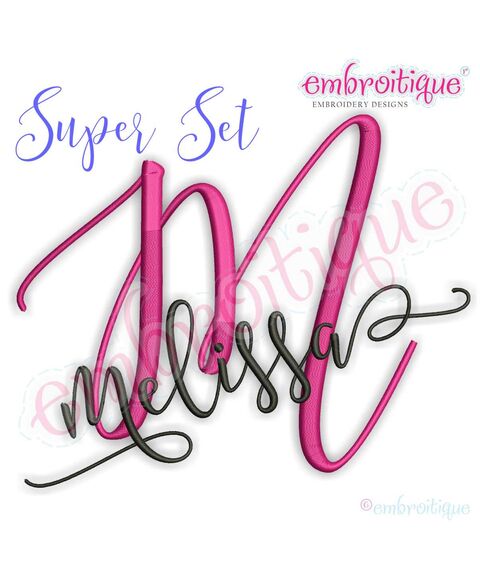 Melissa Monogram Super Set - Hand Lettered Calligraphy Script - Sets 1-4 included!!   2 - 1", 2", 3"