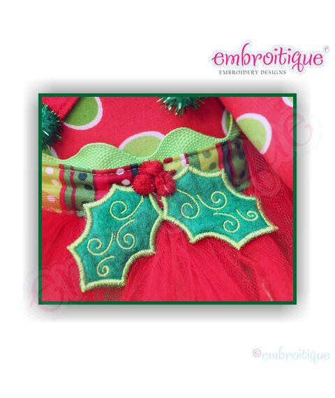 In the Hoop Holly Leaves - a fun Christmas Elf embellishment