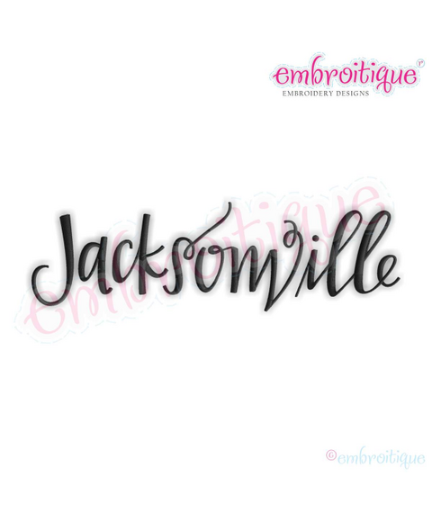 Jacksonville Florida Calligraphy USA United States Machine Embroidery Design