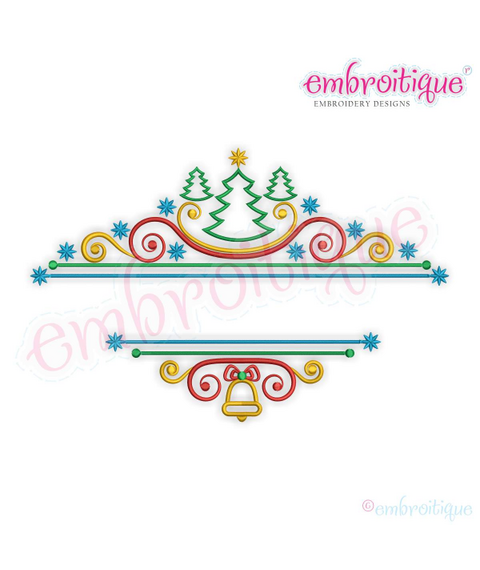 Embroitique Curly Christmas Tree Font Frame with Stars, 3 image