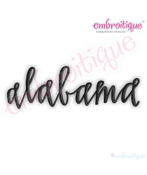 Alabama Script 1 - Calligraphy Hand lettered USA State Name Roll Tide Bama