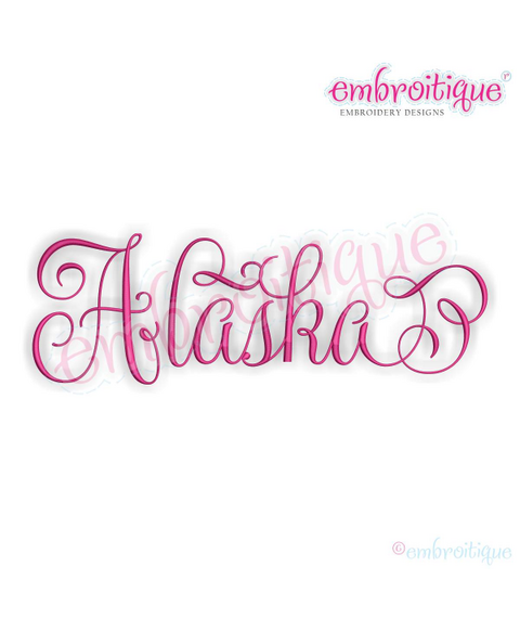 Alaska Calligraphy Fancy Script 3 USA United States Machine Embroidery Design