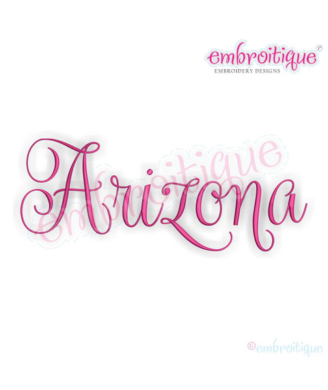 Arizona Calligraphy Fancy Script 3 USA United States Machine Embroidery Design