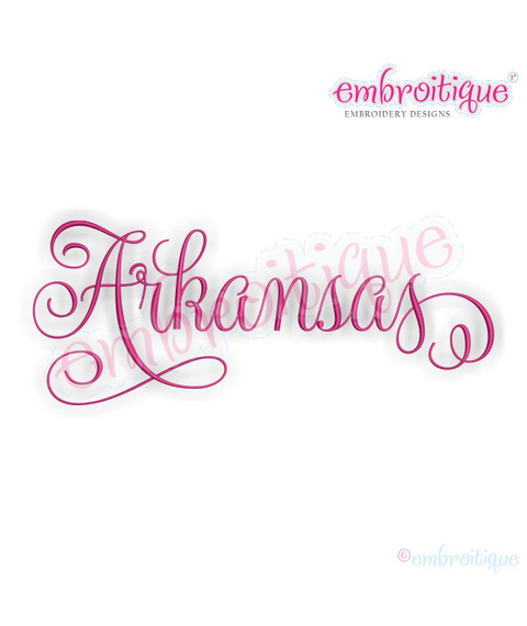 Arkansas Calligraphy Fancy Script 3 USA United States Machine Embroidery Design