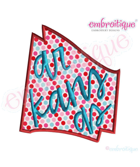Arkansas Hand Lettered Applique USA United States Machine Embroidery Design