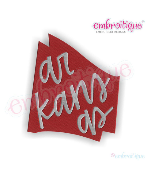 Arkansas Hand Lettered State Shape Filled USA