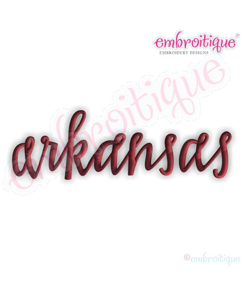 Arkansas Script 1 USA United States Machine Embroidery Design