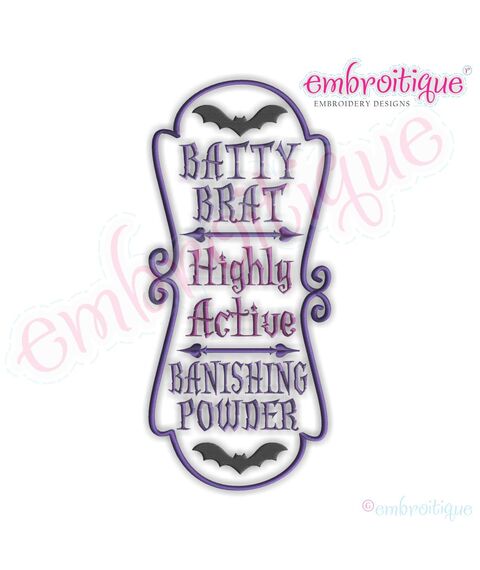 Batty Brat Banishing Powder Halloween Potion Bottle Label