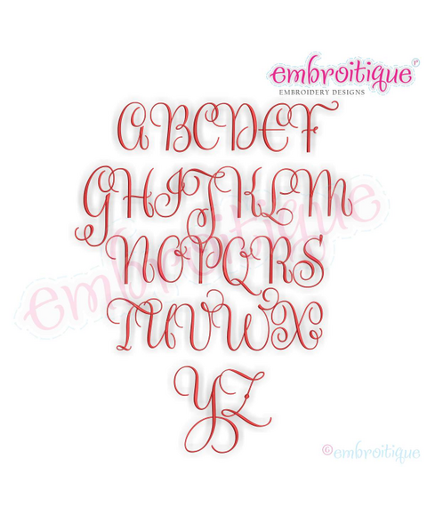 Beatrice Monogram Set 1 - Medium - Upright Calligraphy Script Alphabet for Machine Embroidery