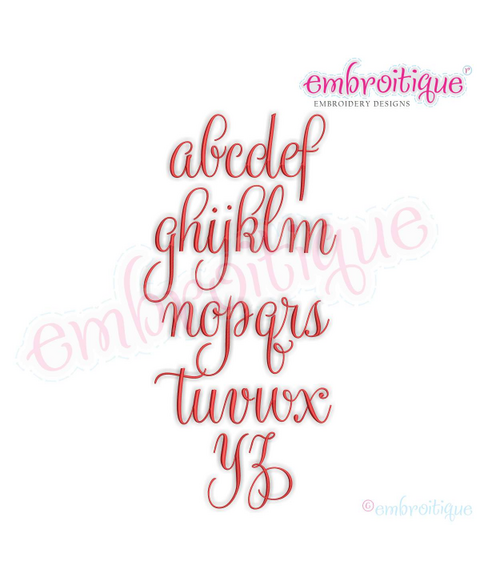 Beatrice Monogram Set 1 - Small - Upright Calligraphy Script Alphabet for Machine Embroidery