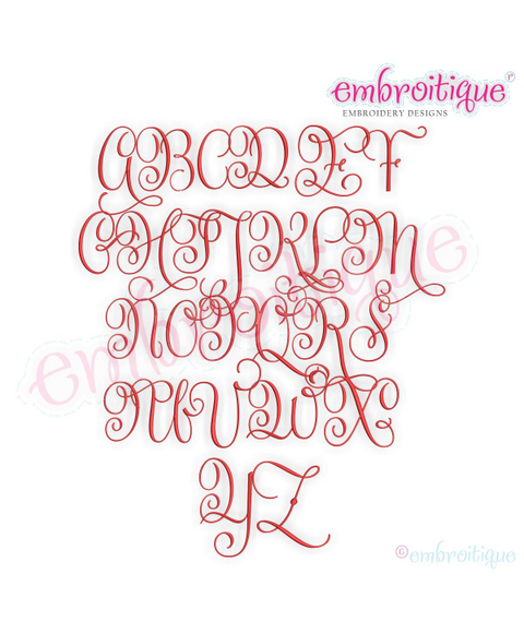 Beatrice Monogram Set 2 - Small - Upright Calligraphy Script Alphabet for Machine Embroidery
