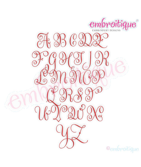Beatrice Monogram Set 3 - Small - Upright Calligraphy Script Alphabet for Machine Embroidery