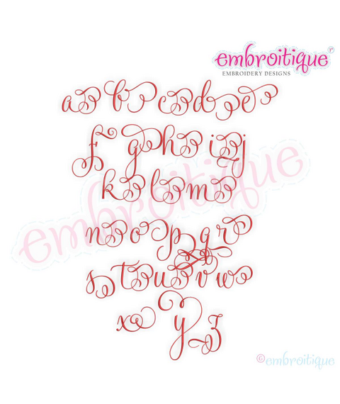 Beatrice Monogram Set 3 - Medium - Upright Calligraphy Script Alphabet for Machine Embroidery